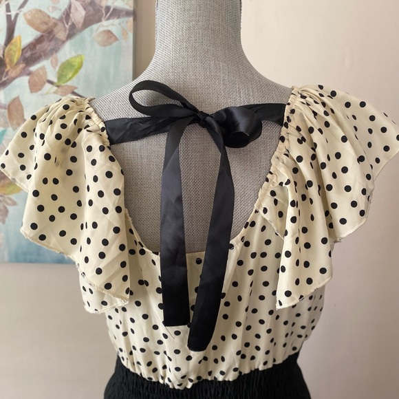 BLACK AND CREAM SÚPER CUTE POLKA DOTS SLIP ON DRESS SIZE SMALL - Picture 9 of 12